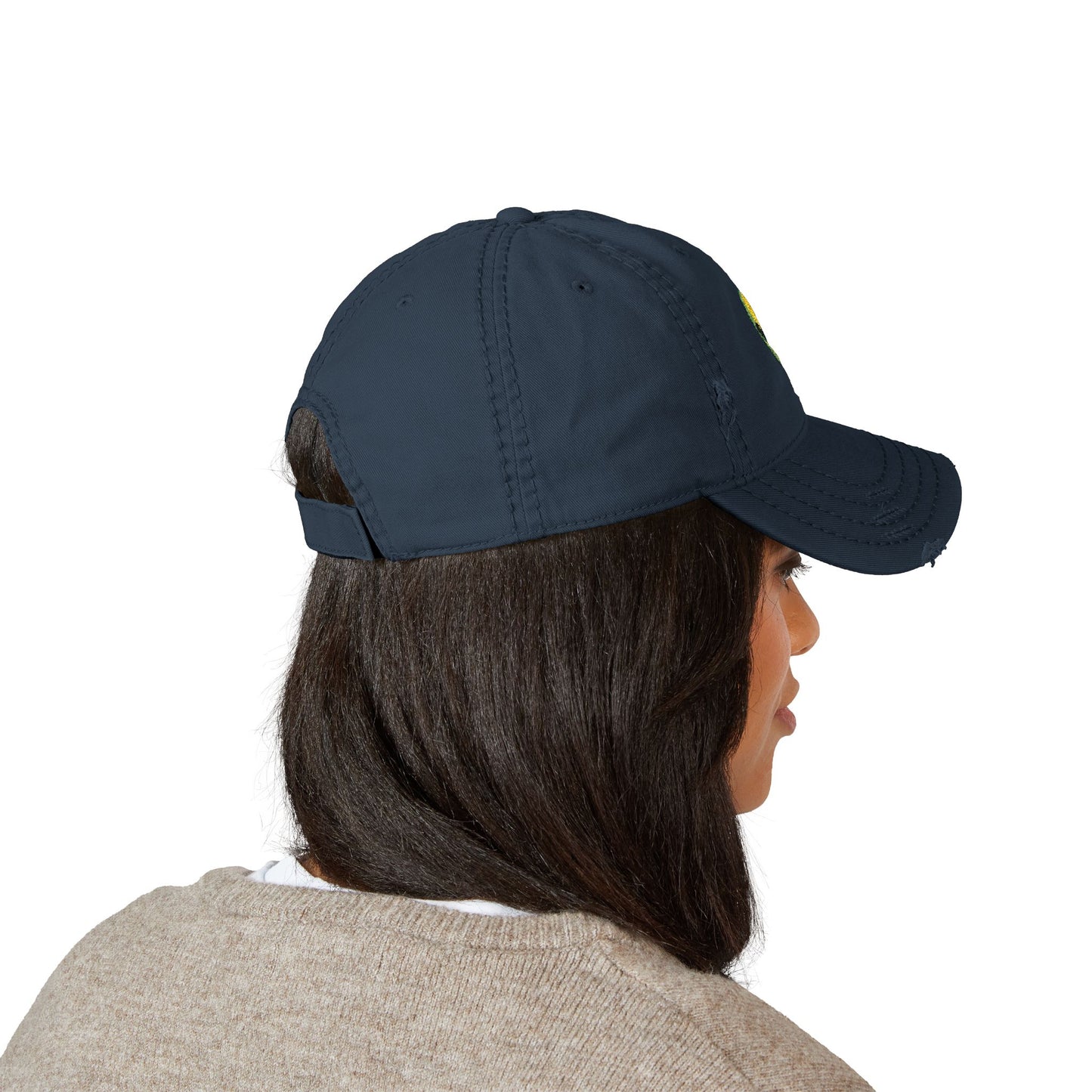 Distressed Embroidered Alien Dad Hat — Vintage Gray Cap