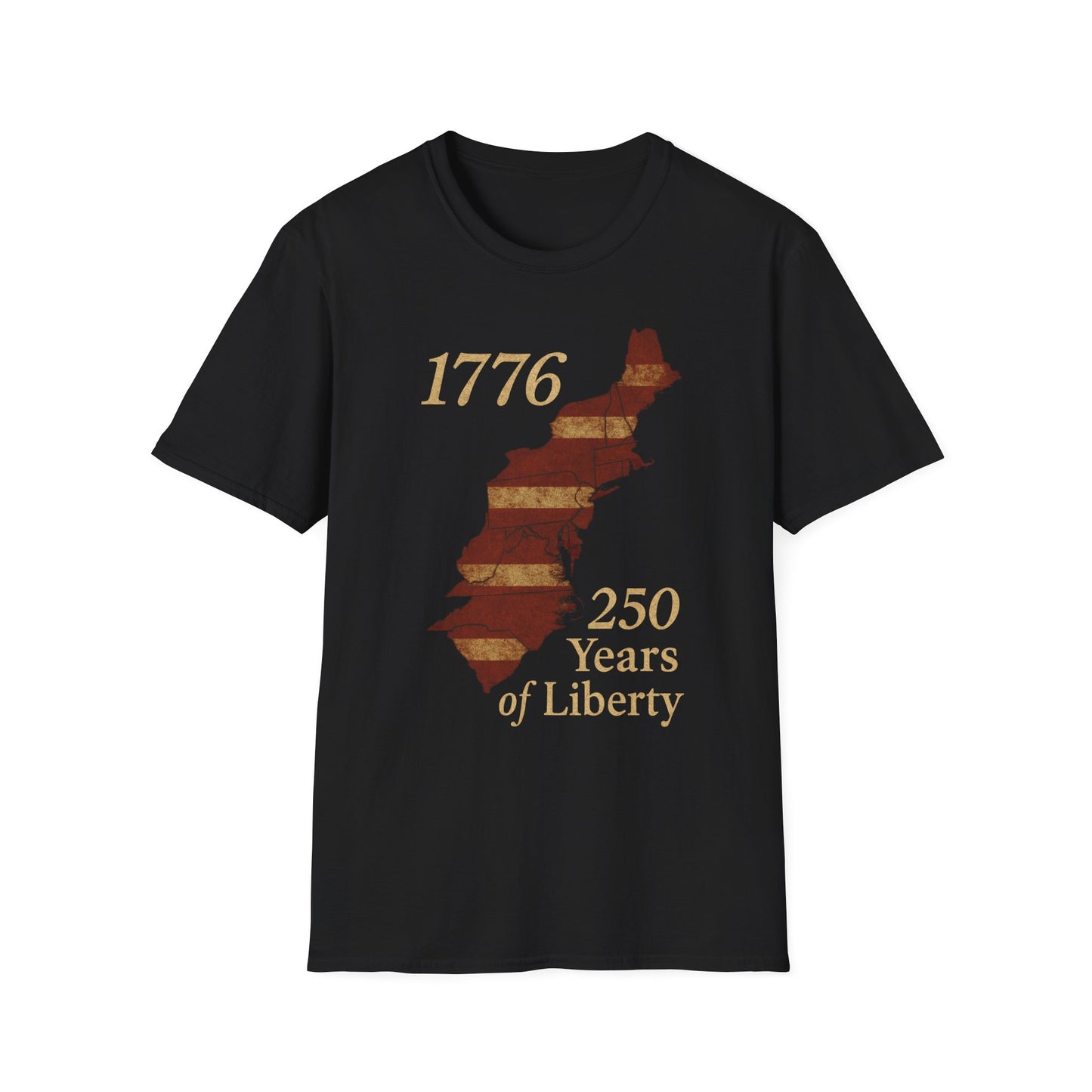 1776 250 Years of Liberty T-Shirt | American Flag Map, Patriotic Anniversary