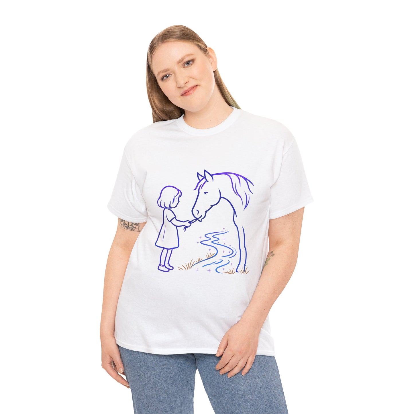 Girl Feeding Horse T-Shirt | Horse Lover T-Shirt | Equestrian Gift | Horse Mom Shirt