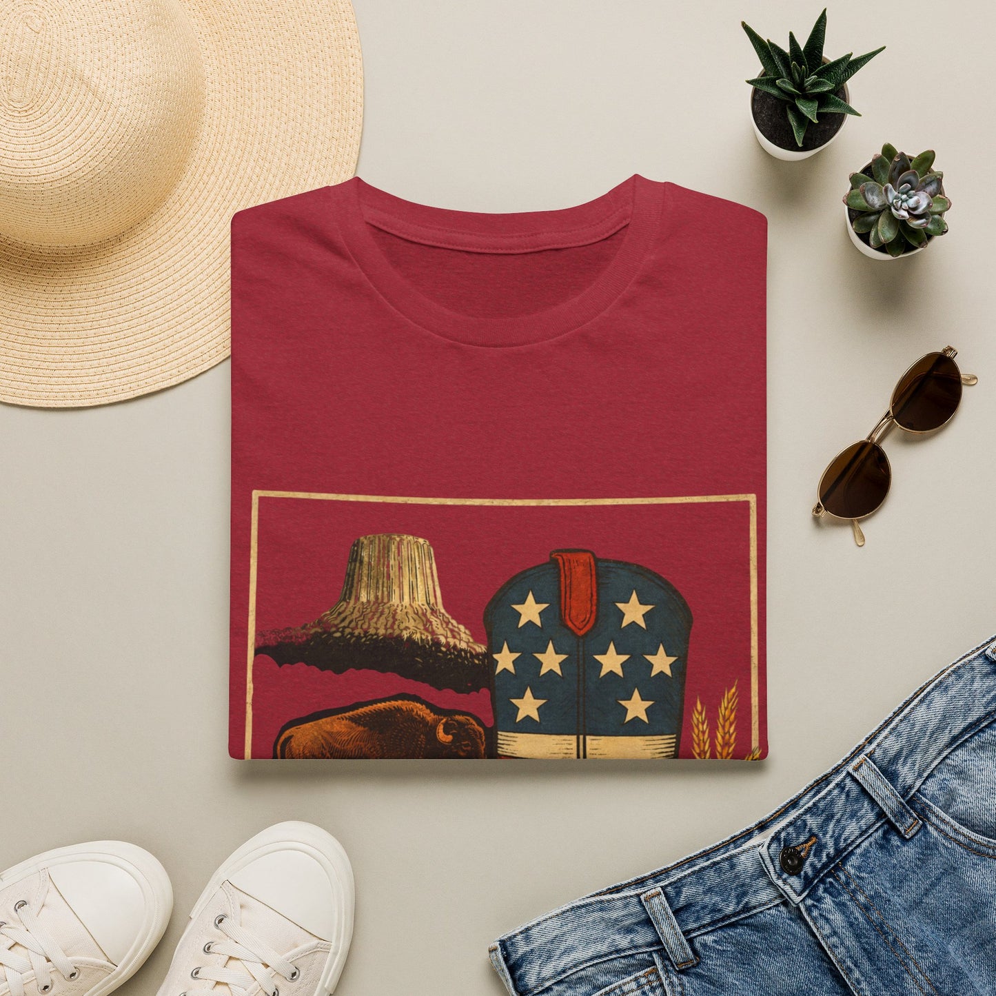 Wyoming Patriotic Cowboy Boot T-Shirt - Americana Western Graphic Tee