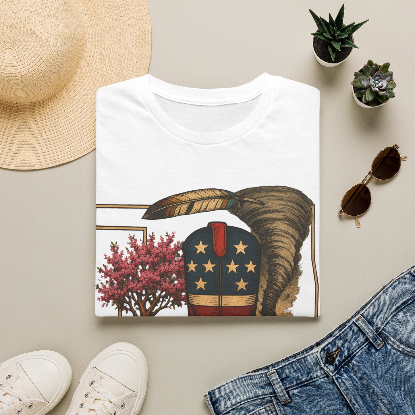 Oklahoma Patriotic Cowboy Boot T-Shirt — Americana Western Graphic Tee