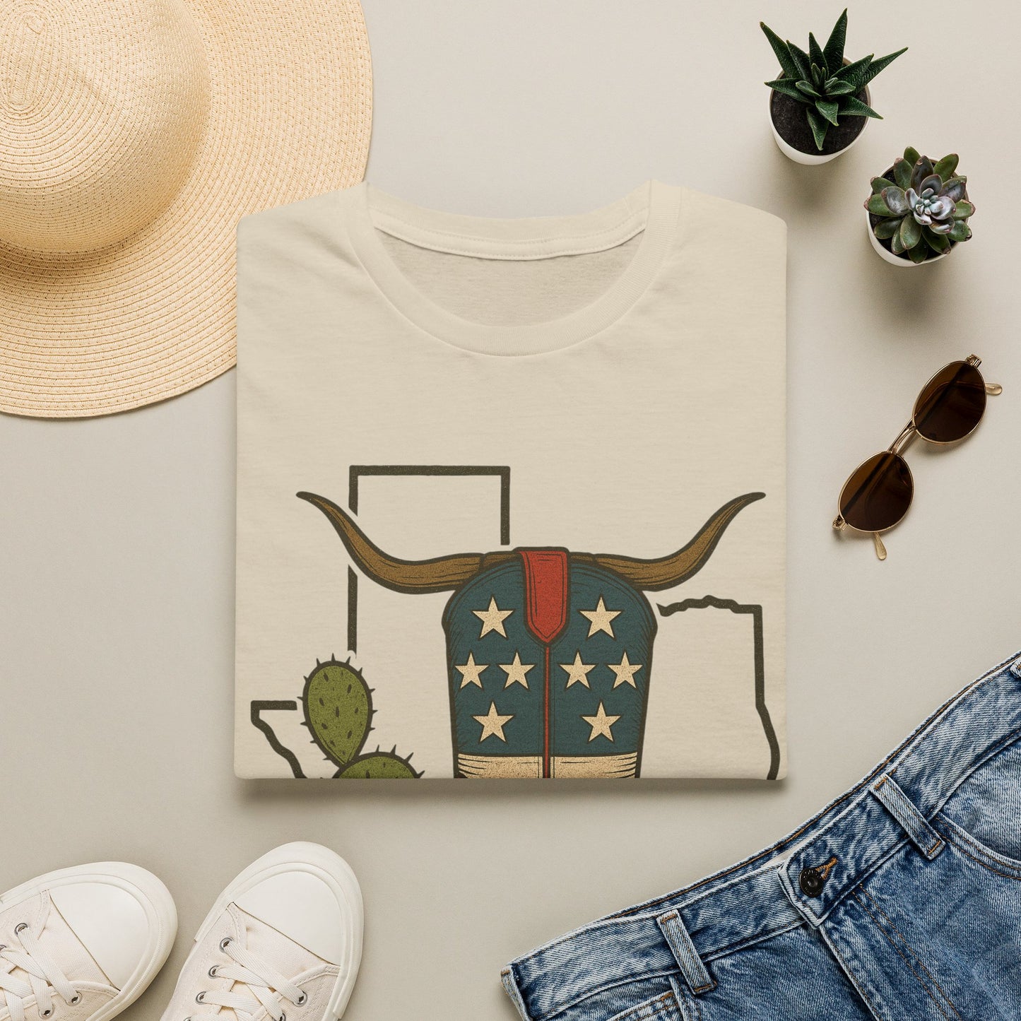 Texas Western Cowboy Boot T-Shirt — American Pride Longhorn Design