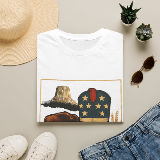 Wyoming Patriotic Cowboy Boot T-Shirt - Americana Western Graphic Tee