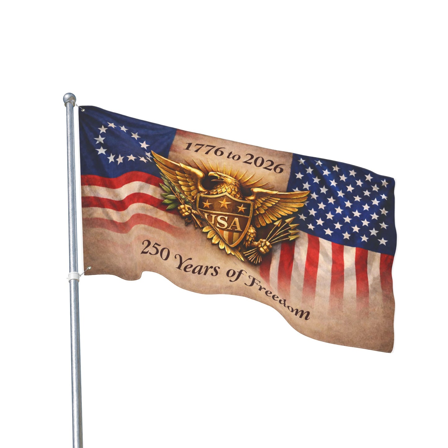 1776 to 2026 USA Eagle 250 Years of Freedom Double Sided Flag