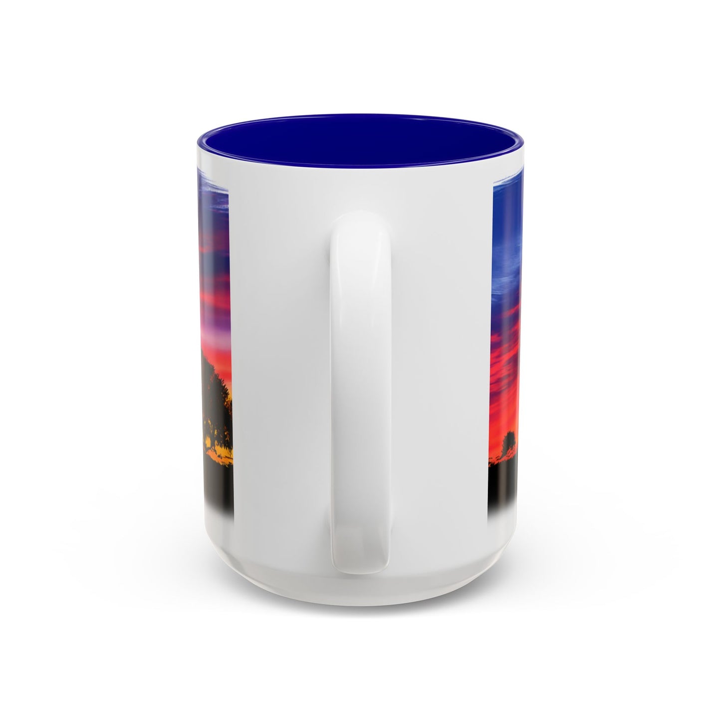 Desert Sunrise Silhouette Accent Mug — Colorful Sky Landscape Coffee Cup (11oz/15oz)