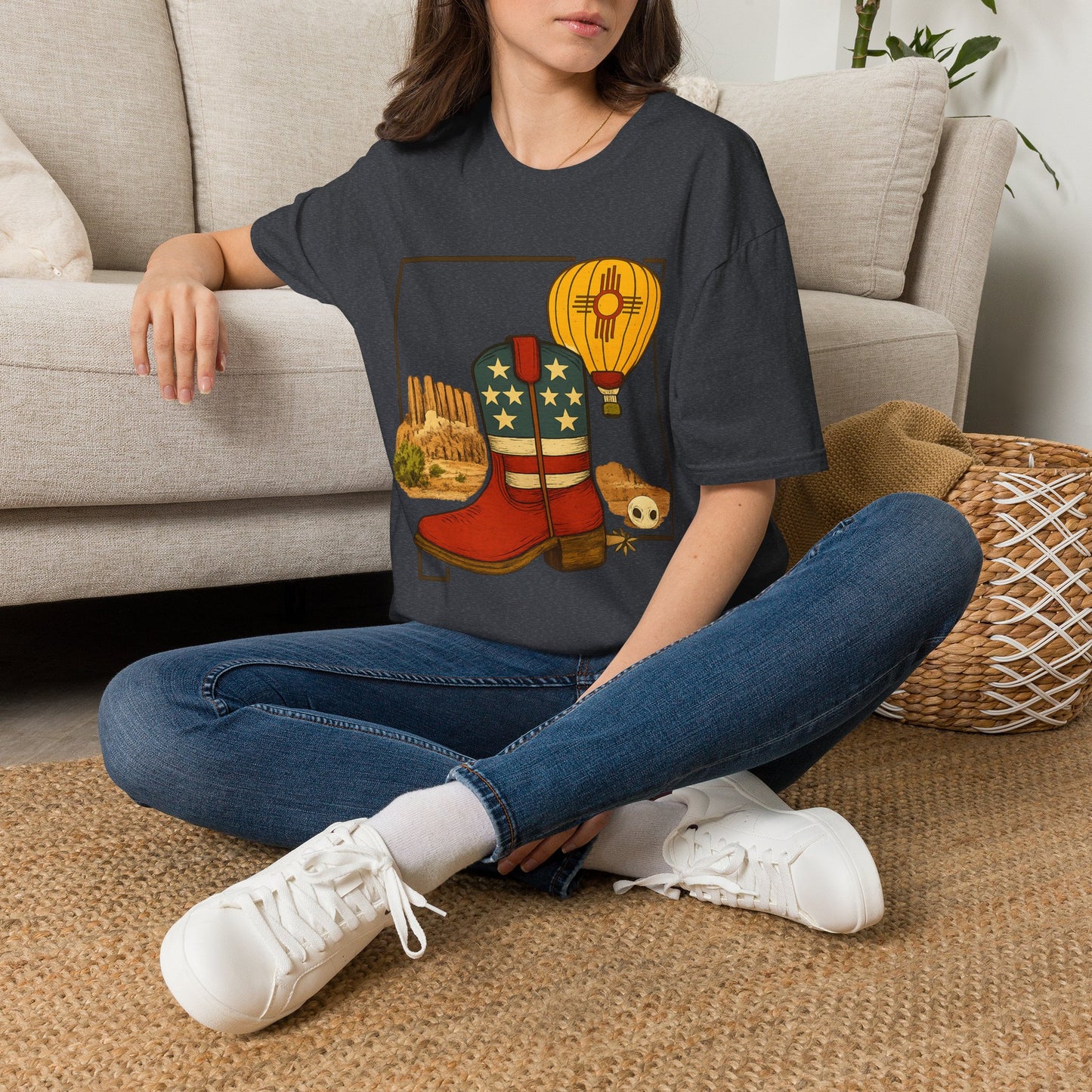 New Mexico Patriotic Cowboy Boot — Americana New Mexico Graphic Tee