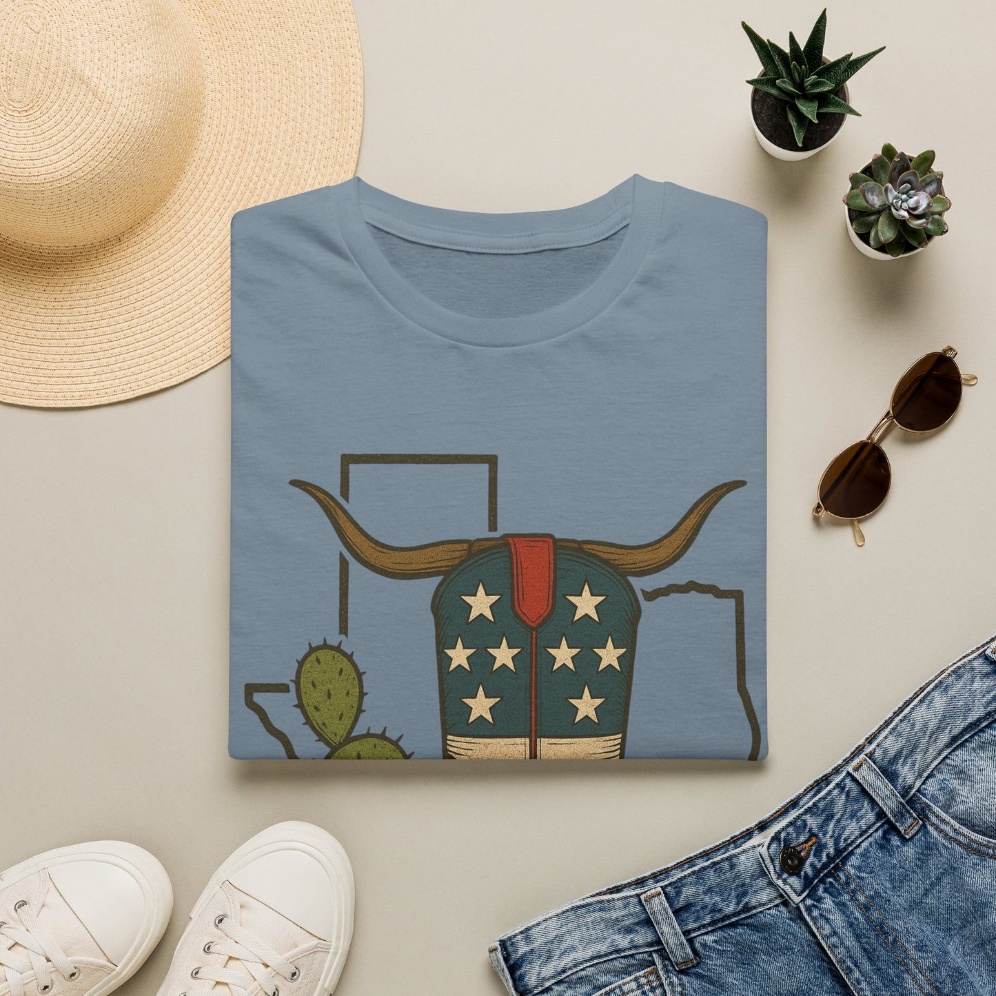 Texas Western Cowboy Boot T-Shirt — American Pride Longhorn Design