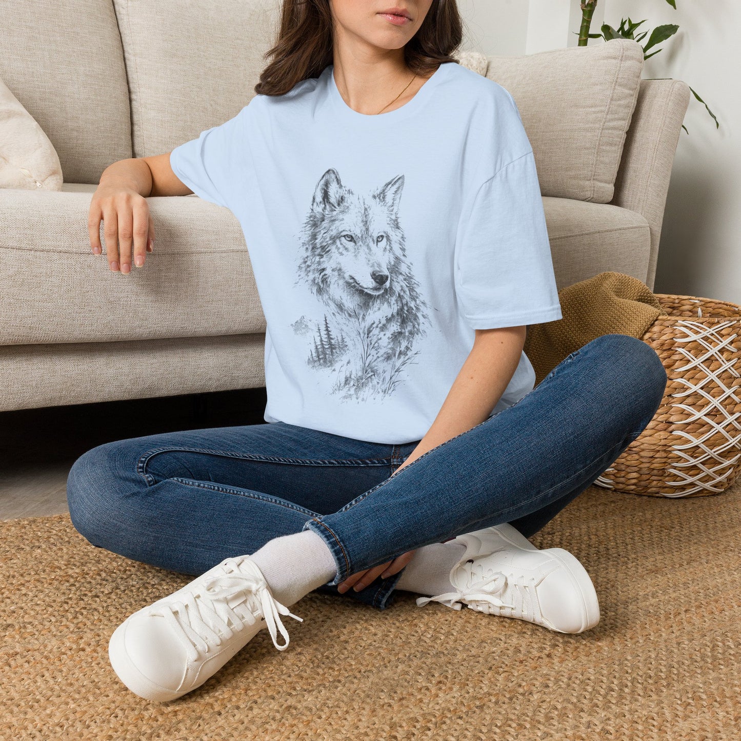 Wolf Sketch T-Shirt — Minimalist Nature Graphic Tee