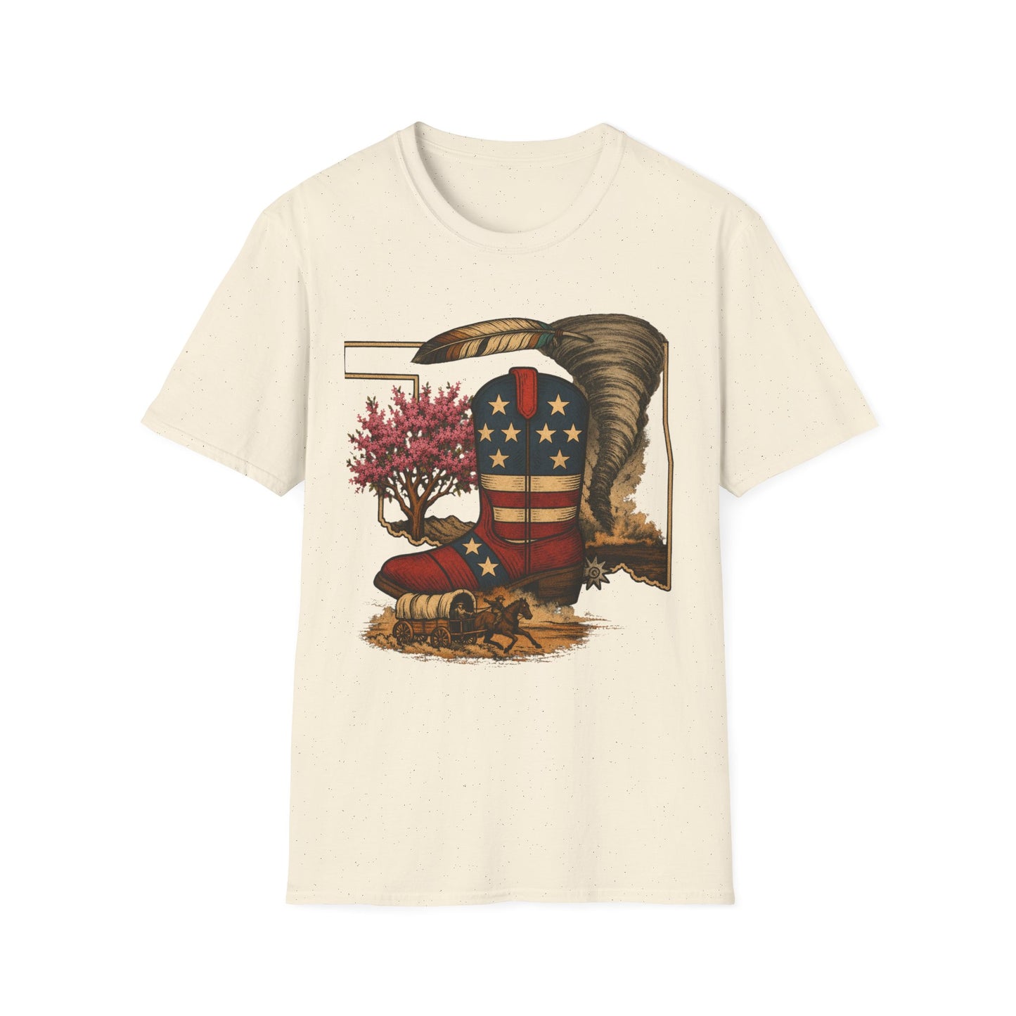 Oklahoma Patriotic Cowboy Boot T-Shirt — Americana Western Graphic Tee