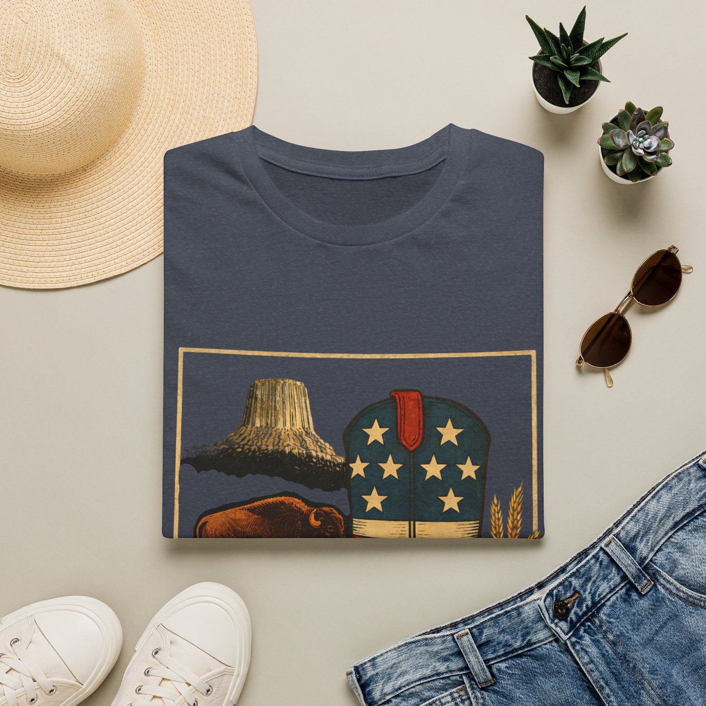 Wyoming Patriotic Cowboy Boot T-Shirt - Americana Western Graphic Tee