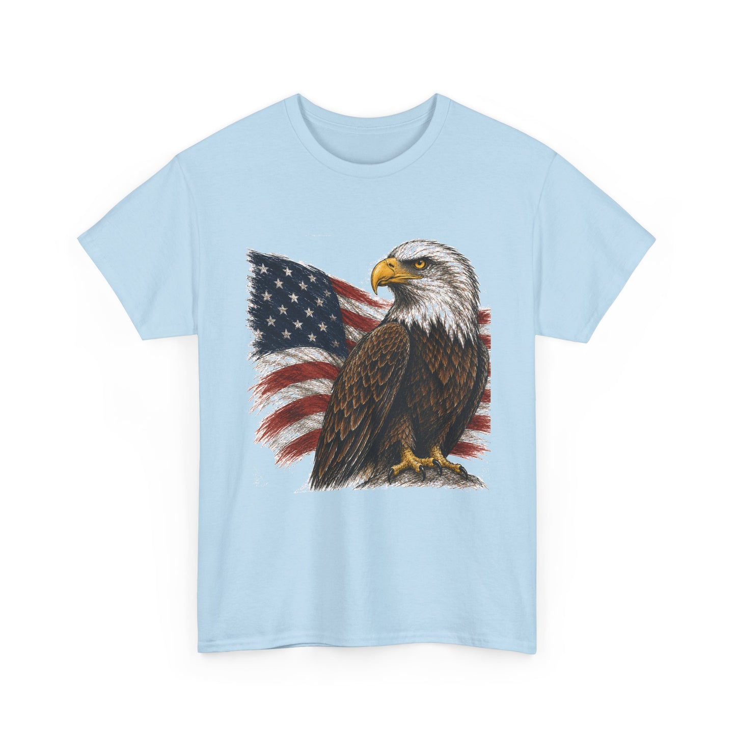 Eagle with American Flag T-Shirt — Patriotic Bald Eagle Tee for 4th of July