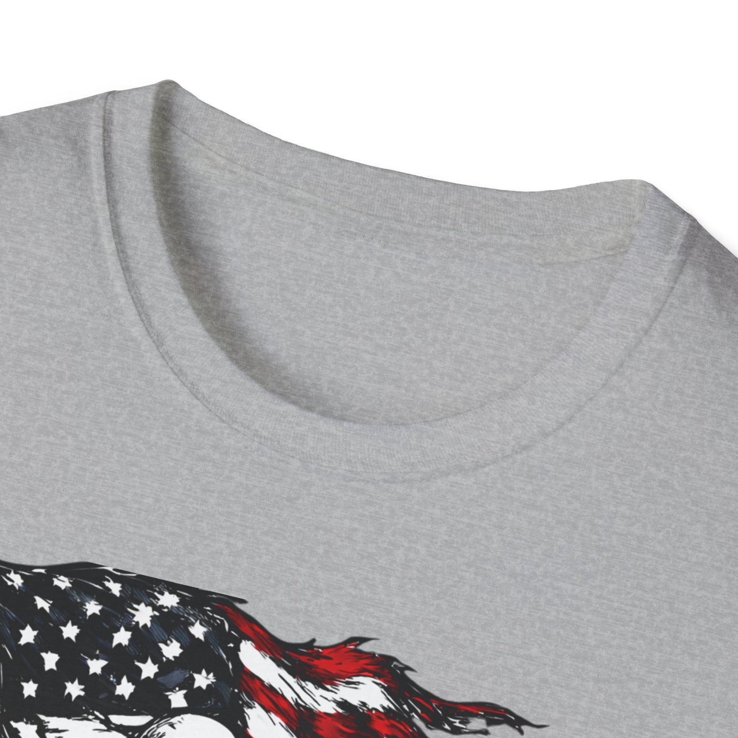 Skull Biker with American Flag T-Shirt | Motorcycle Rider Tee