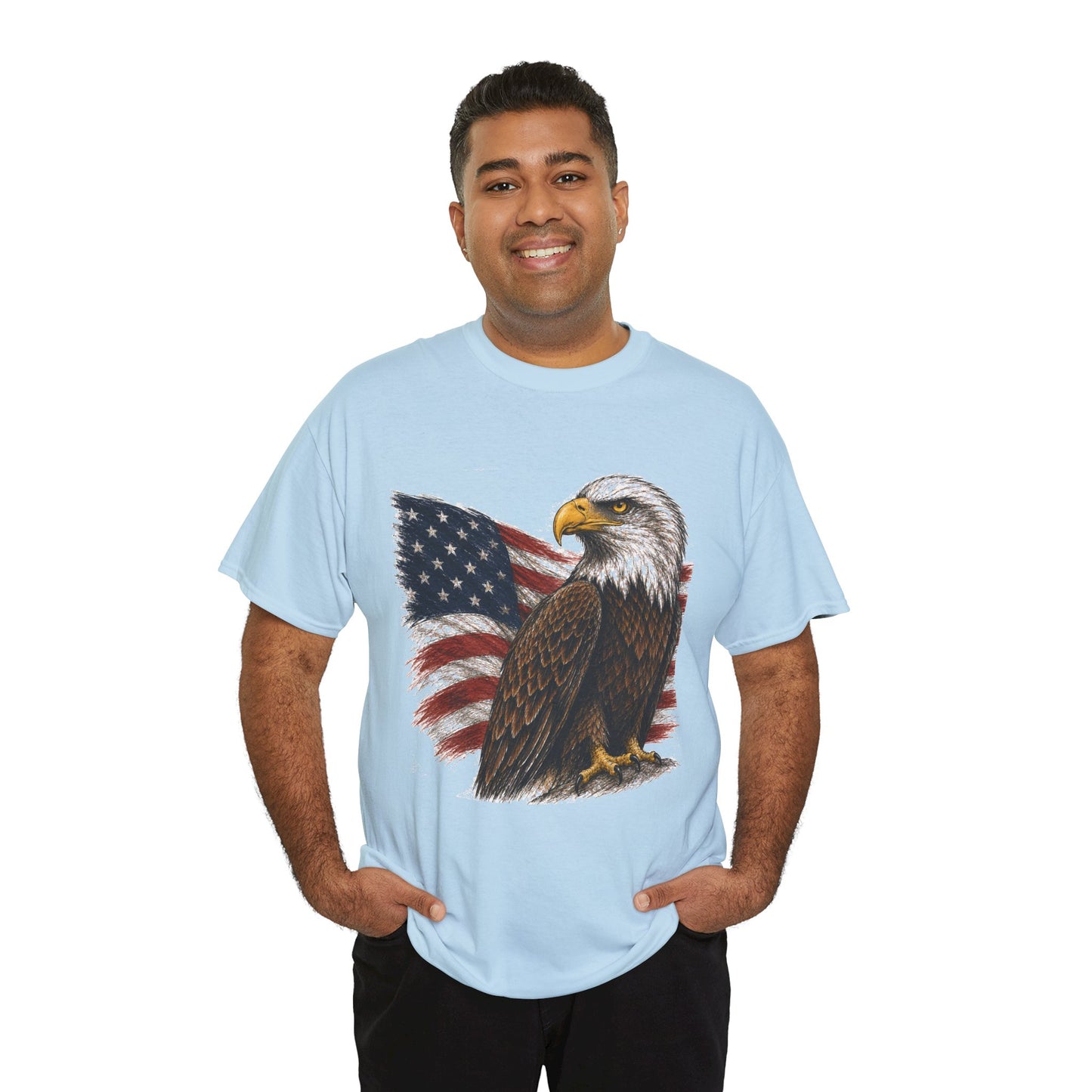 Eagle with American Flag T-Shirt — Patriotic Bald Eagle Tee for 4th of July