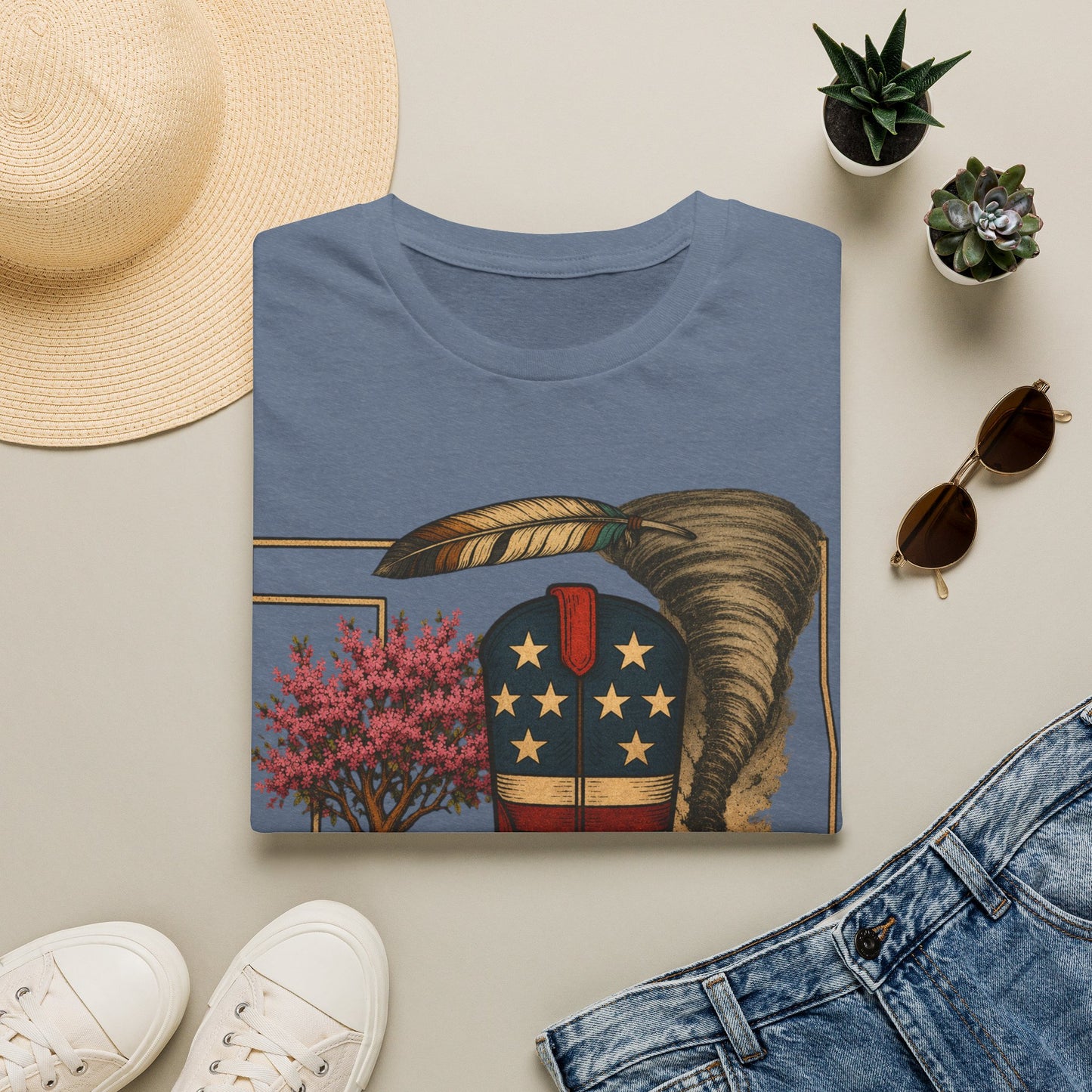 Oklahoma Patriotic Cowboy Boot T-Shirt — Americana Western Graphic Tee
