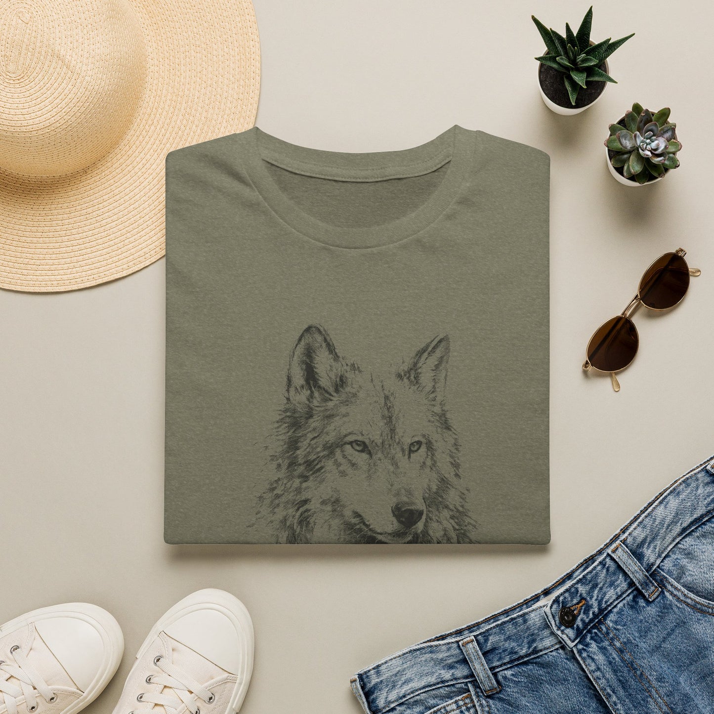Wolf Sketch T-Shirt — Minimalist Nature Graphic Tee