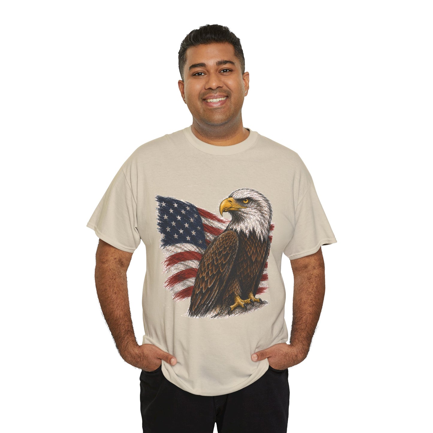 Eagle with American Flag T-Shirt — Patriotic Bald Eagle Tee for 4th of July