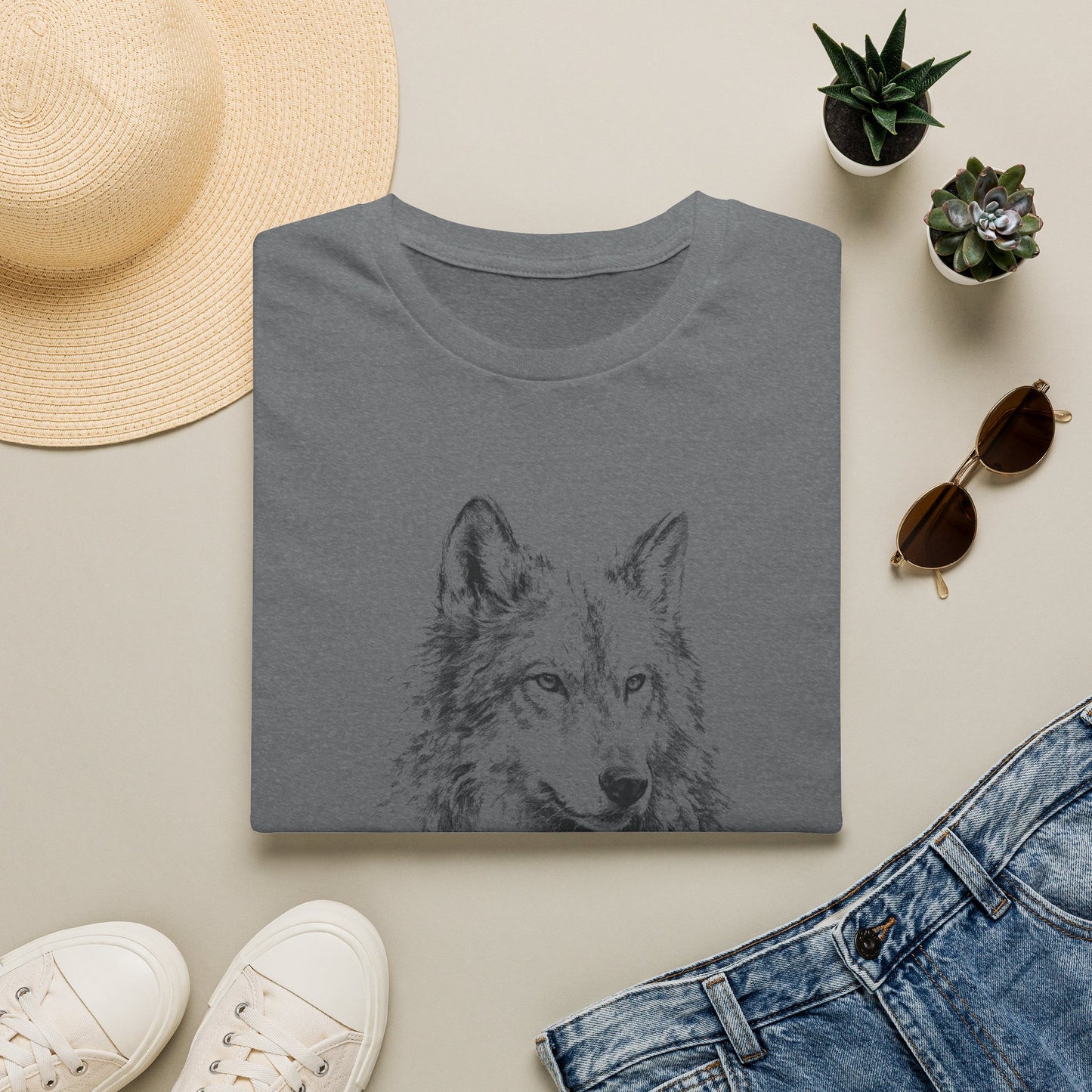 Wolf Sketch T-Shirt — Minimalist Nature Graphic Tee