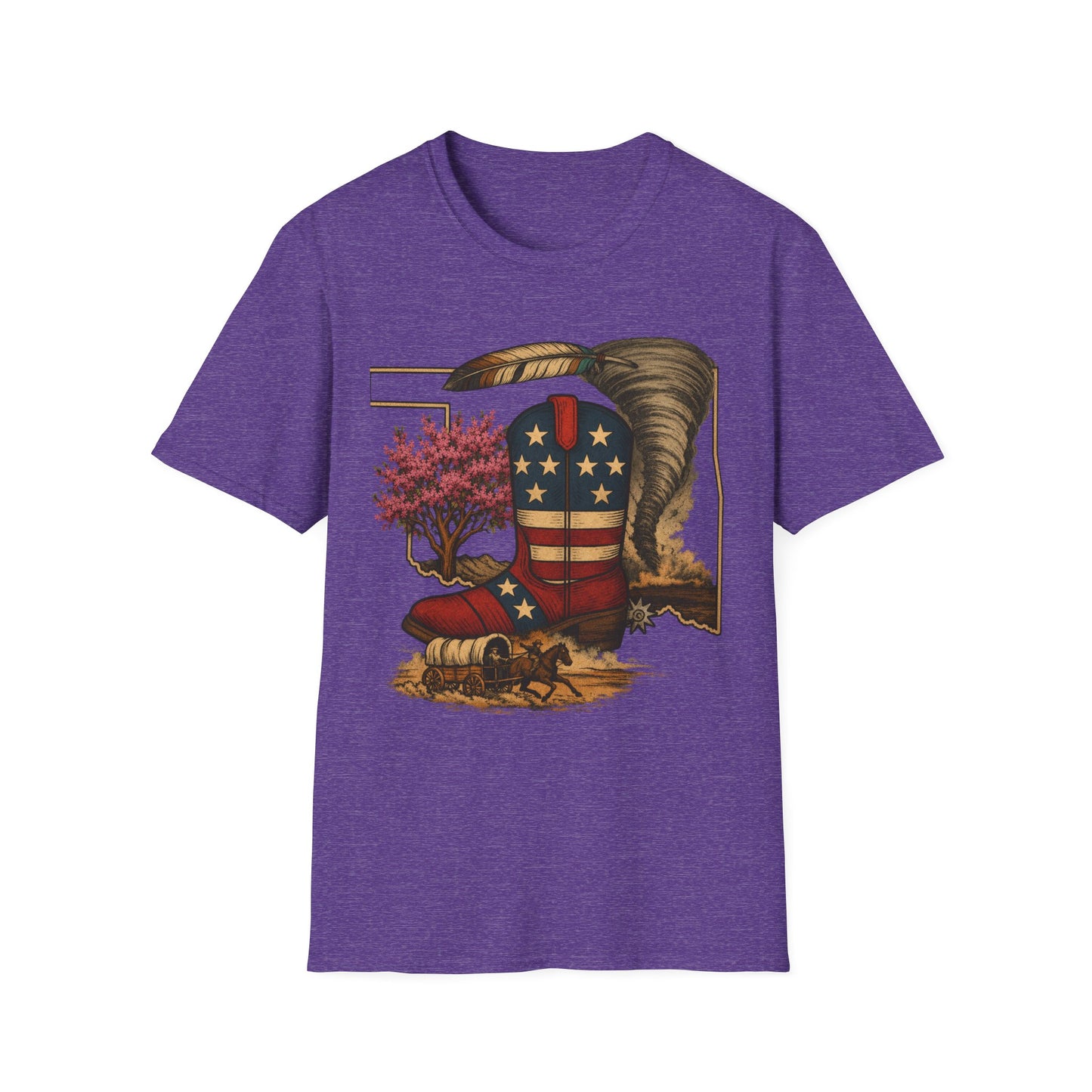 Oklahoma Patriotic Cowboy Boot T-Shirt — Americana Western Graphic Tee