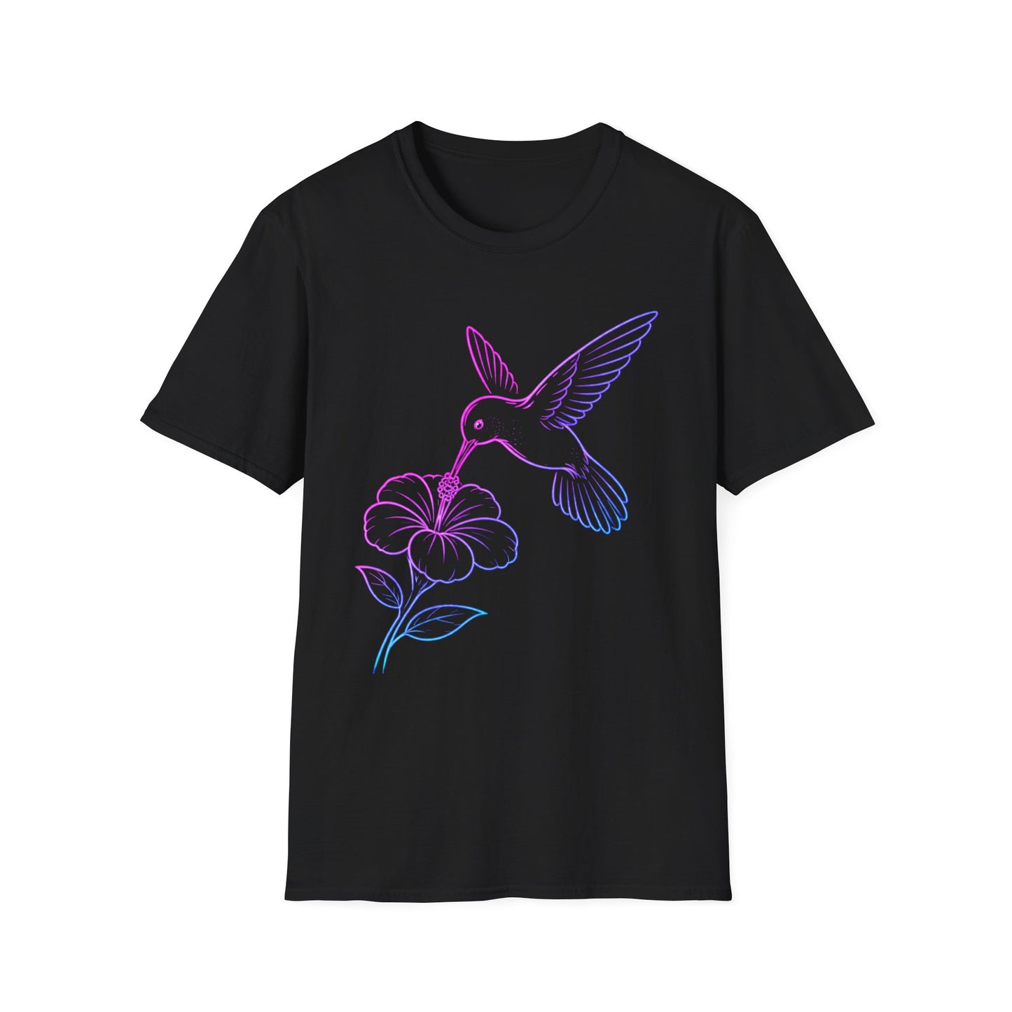 Hovering Hummingbird | Neon Line Art T-Shirt