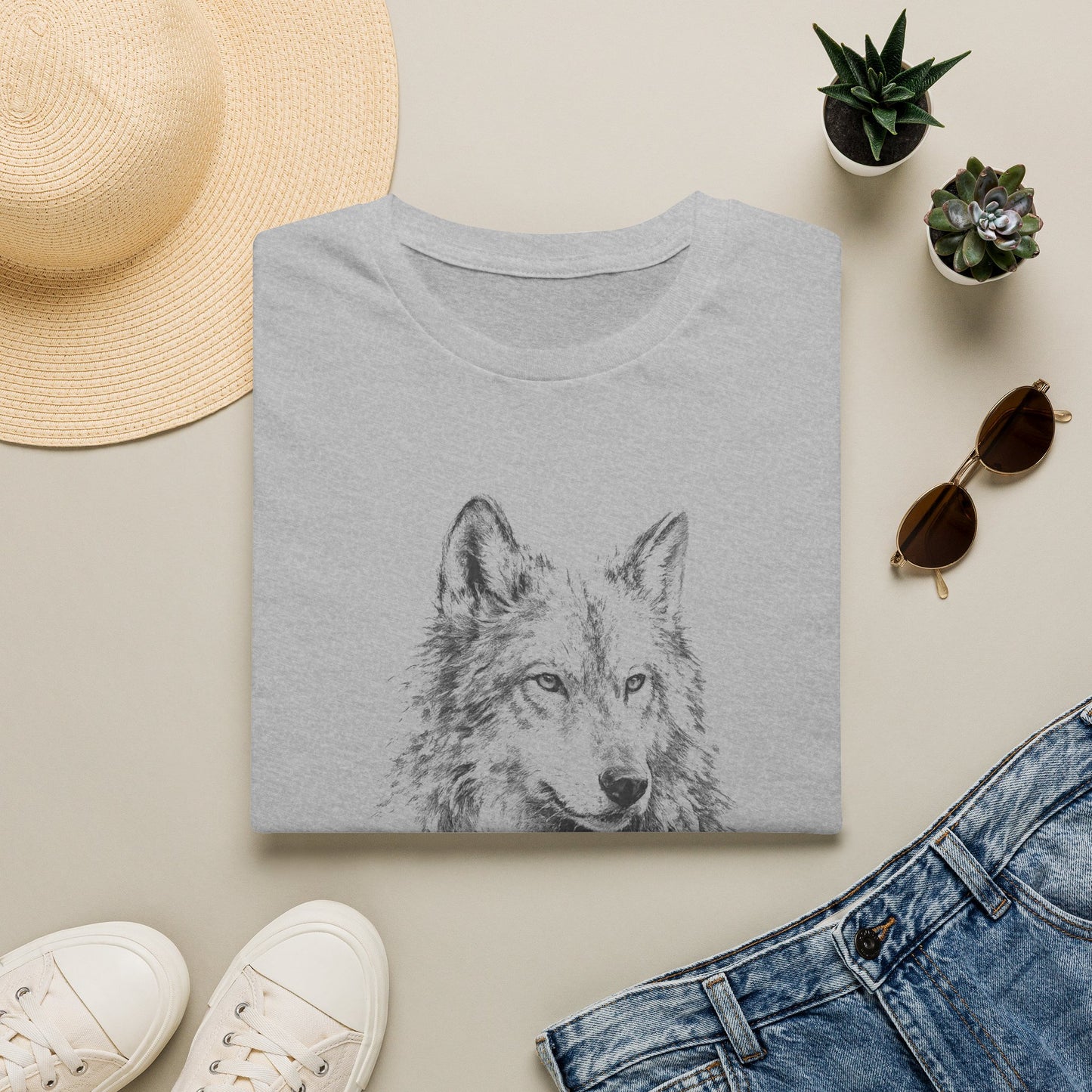 Wolf Sketch T-Shirt — Minimalist Nature Graphic Tee