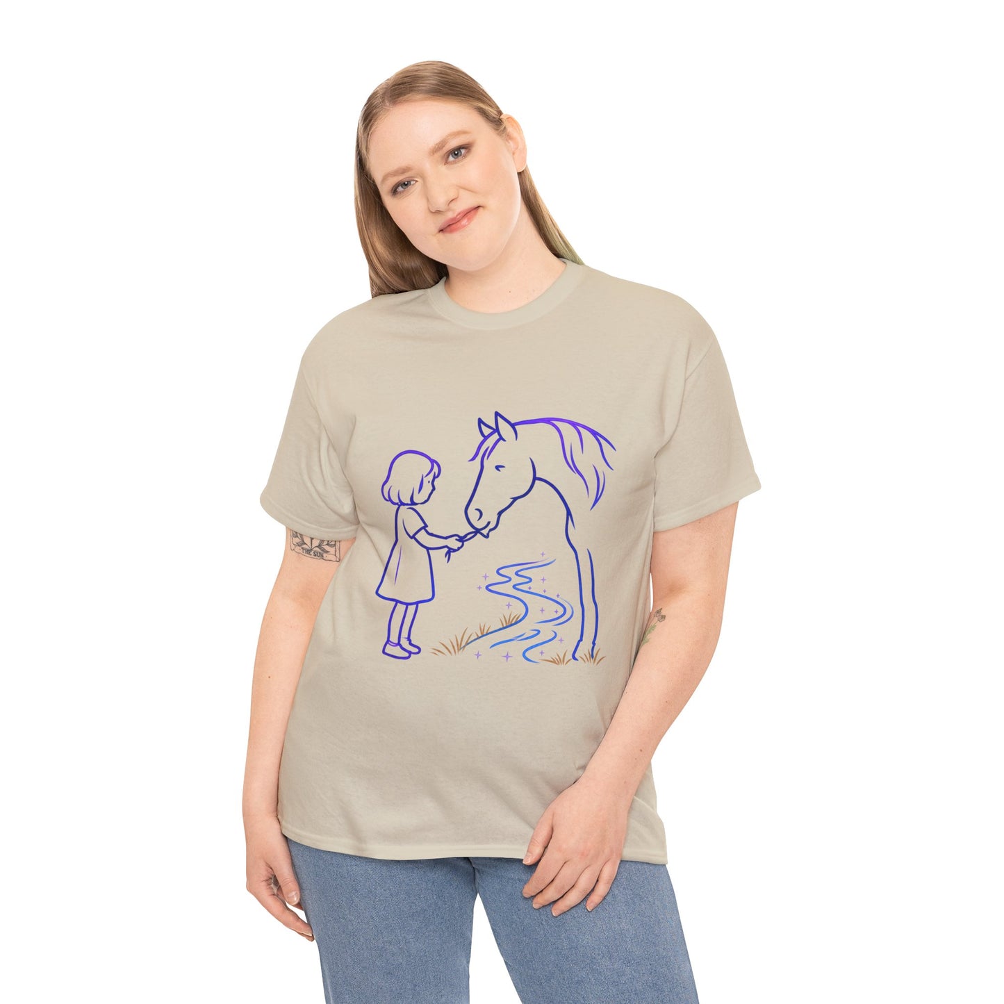 Girl Feeding Horse T-Shirt | Horse Lover T-Shirt | Equestrian Gift | Horse Mom Shirt