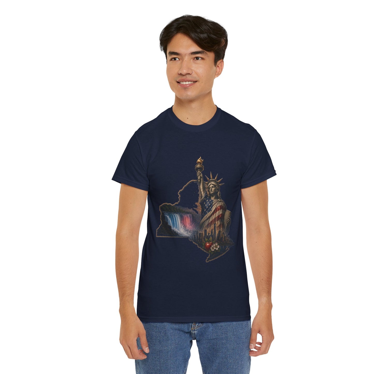 Statue of Liberty New York State Outline T-Shirt — Patriotic NY Tee