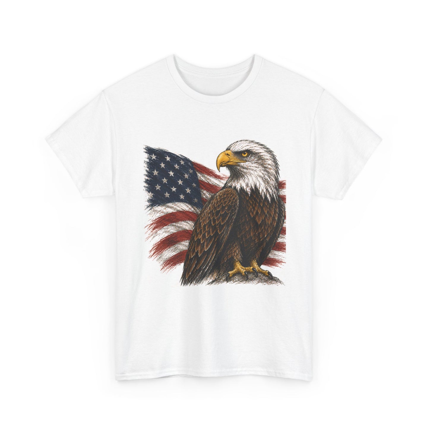 Eagle with American Flag T-Shirt — Patriotic Bald Eagle Tee for 4th of July