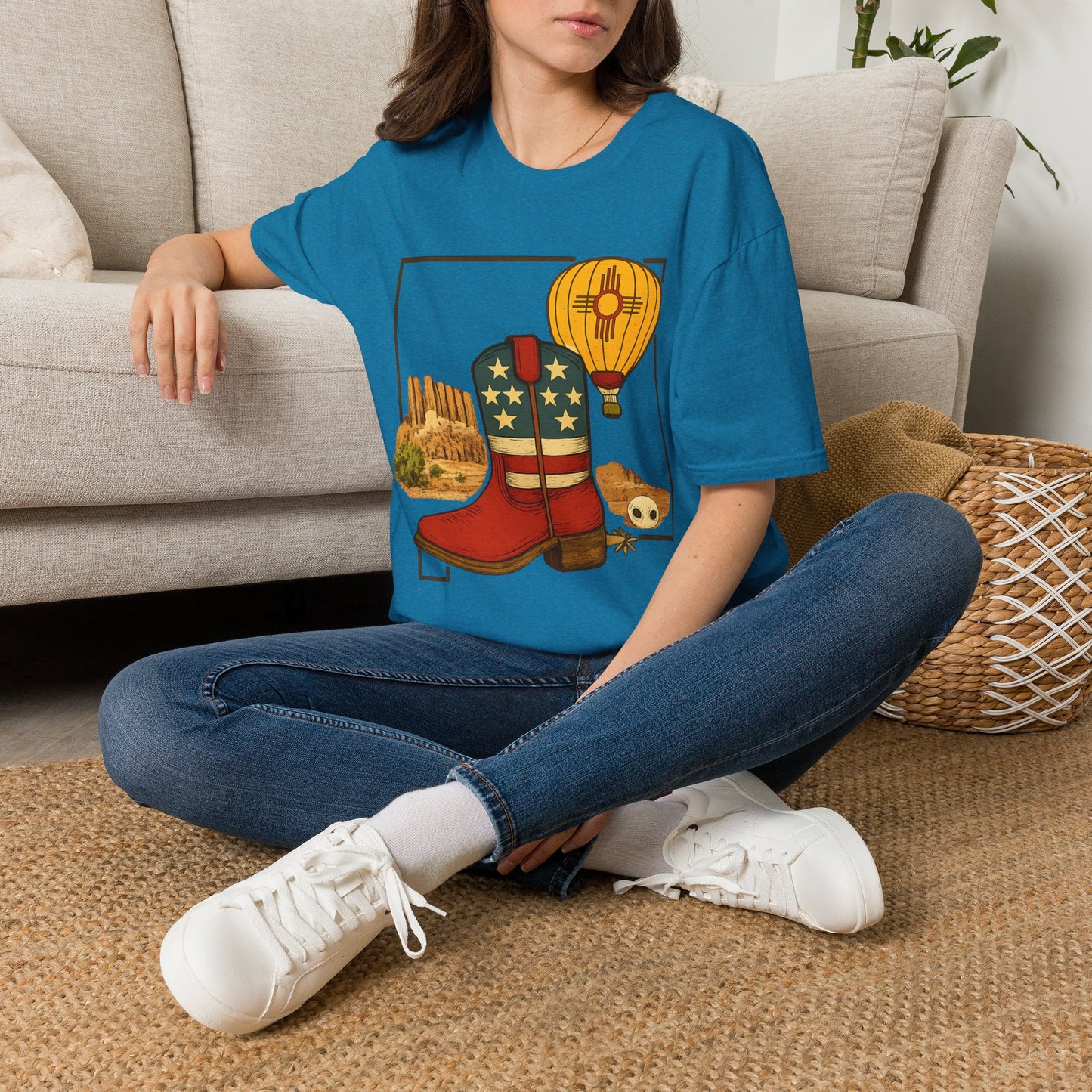 New Mexico Patriotic Cowboy Boot — Americana New Mexico Graphic Tee