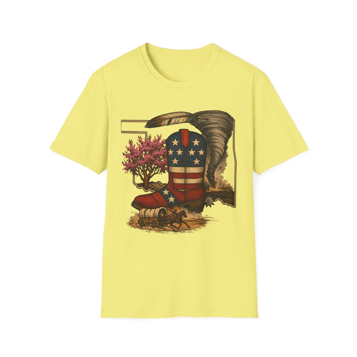 Oklahoma Patriotic Cowboy Boot T-Shirt — Americana Western Graphic Tee