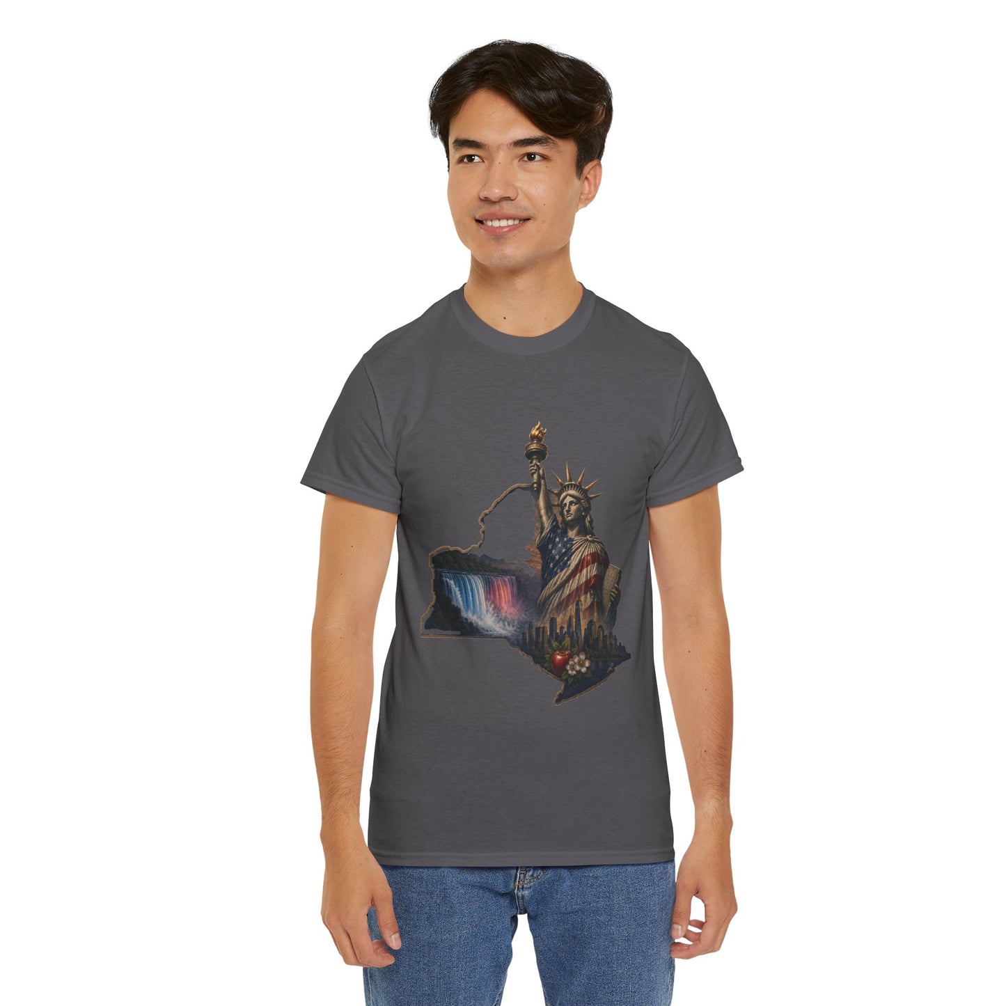 Statue of Liberty New York State Outline T-Shirt — Patriotic NY Tee
