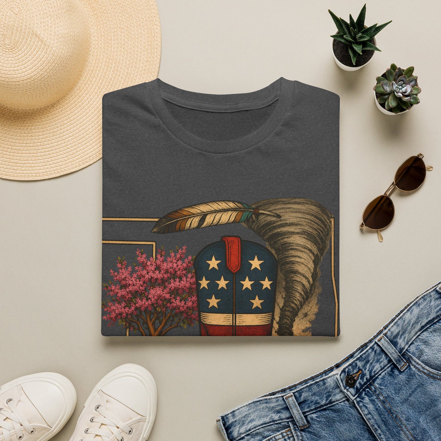 Oklahoma Patriotic Cowboy Boot T-Shirt — Americana Western Graphic Tee
