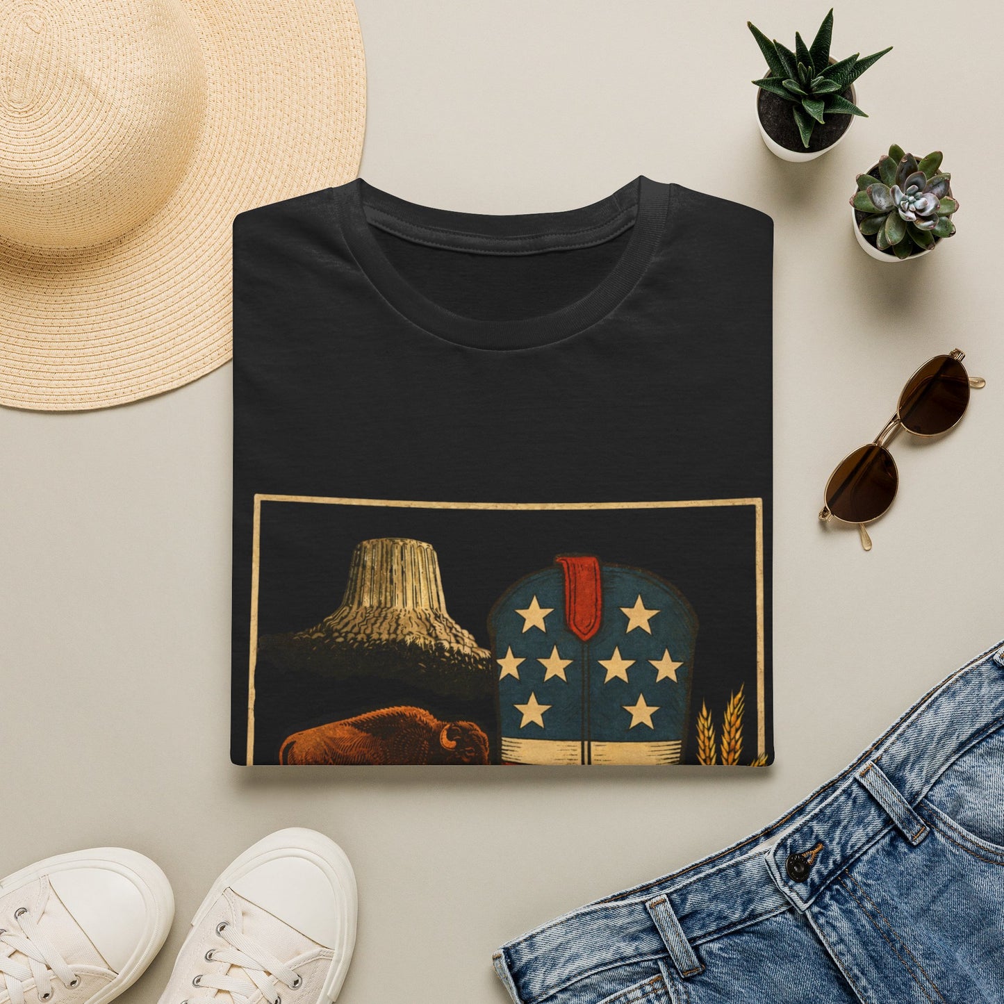 Wyoming Patriotic Cowboy Boot T-Shirt - Americana Western Graphic Tee