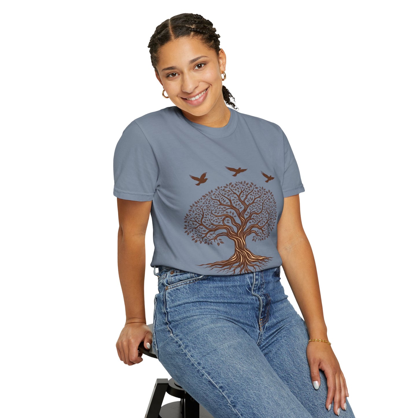 Tree of Life Shirt with Birds| Nature Graphic Tee| Boho Tree Tee | Garment Dyed T