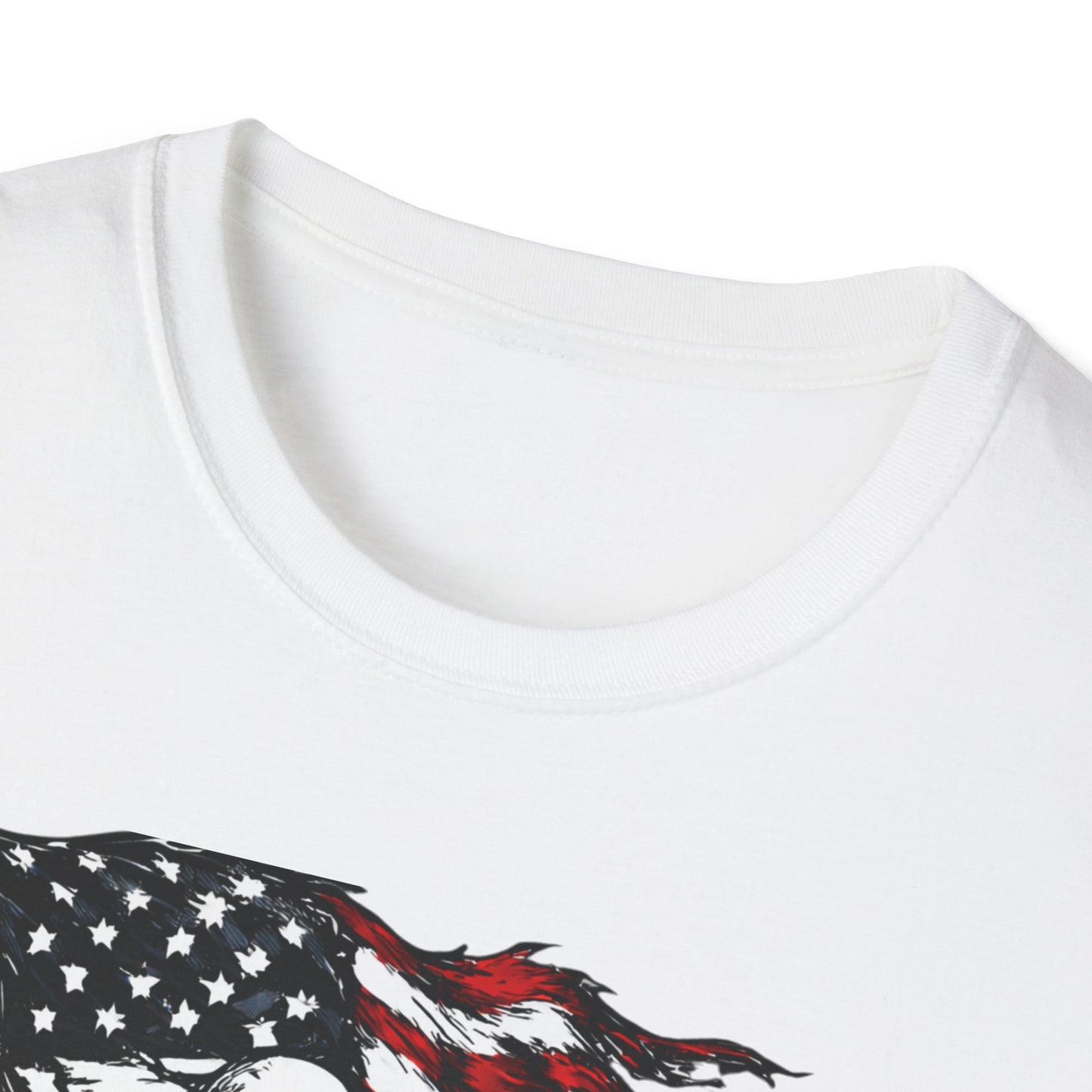 Skull Biker with American Flag T-Shirt | Motorcycle Rider Tee