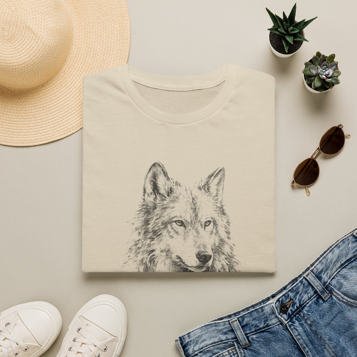 Wolf Sketch T-Shirt — Minimalist Nature Graphic Tee