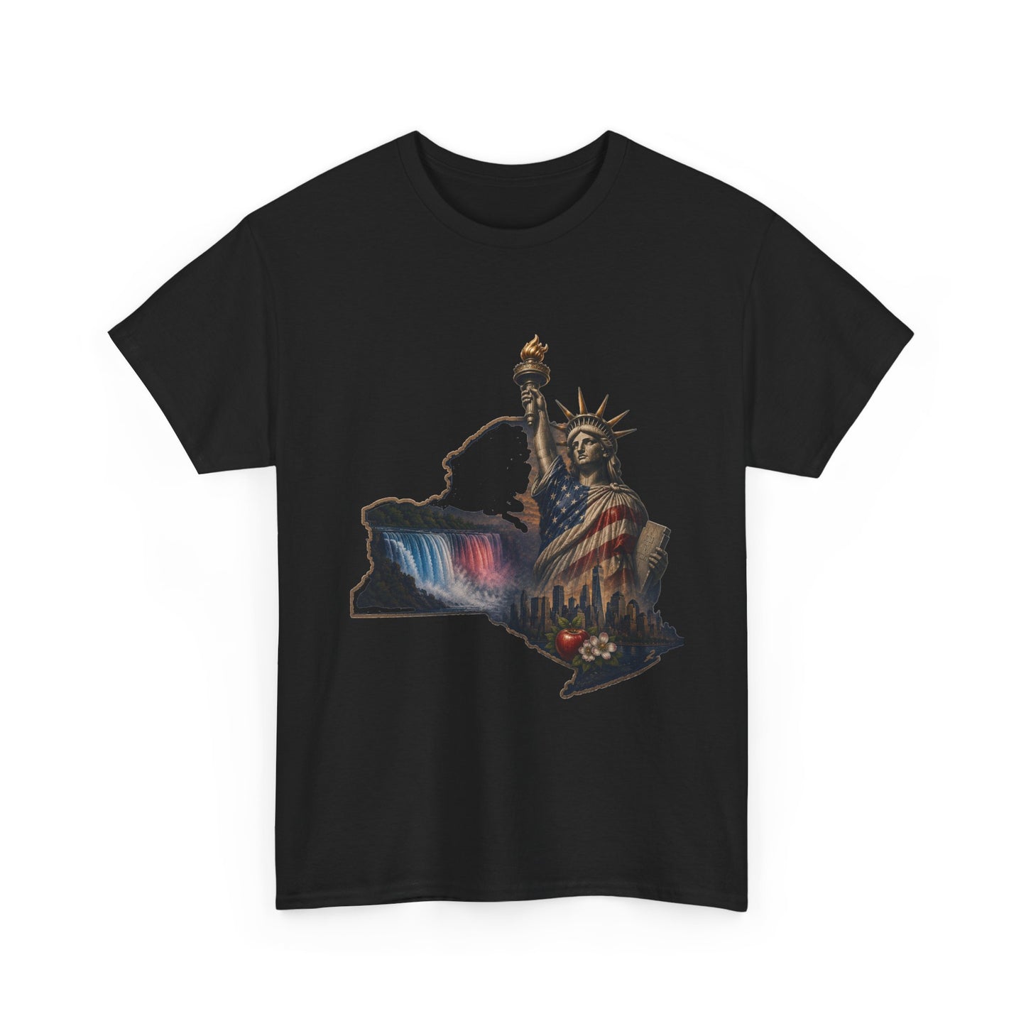 Statue of Liberty New York State Outline T-Shirt — Patriotic NY Tee