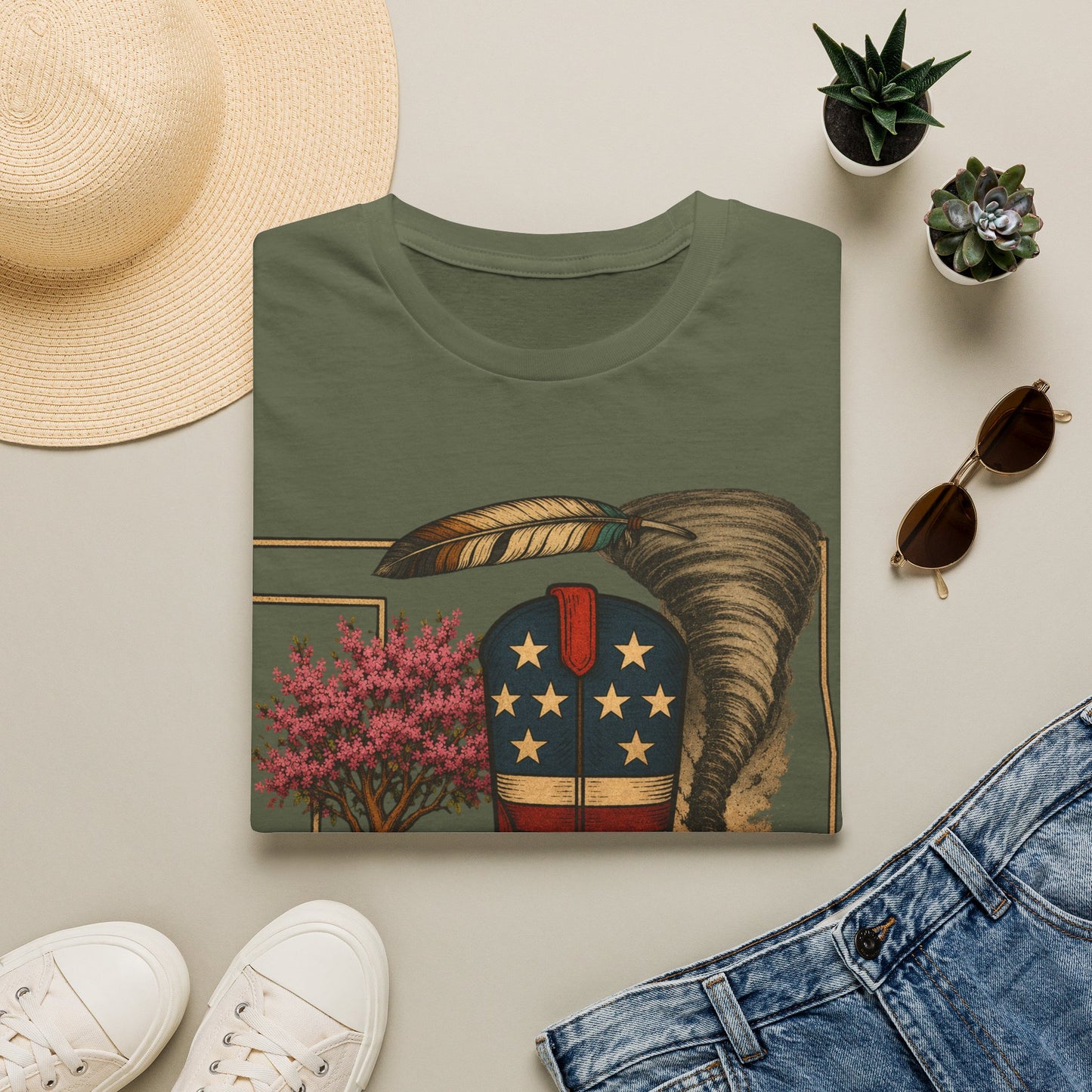 Oklahoma Patriotic Cowboy Boot T-Shirt — Americana Western Graphic Tee