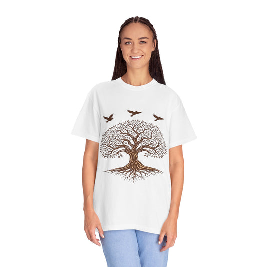 Tree of Life Shirt with Birds| Nature Graphic Tee| Boho Tree Tee | Garment Dyed T