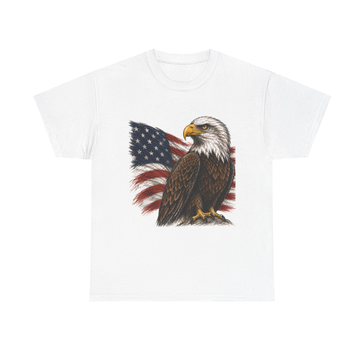 Eagle with American Flag T-Shirt — Patriotic Bald Eagle Tee for 4th of July