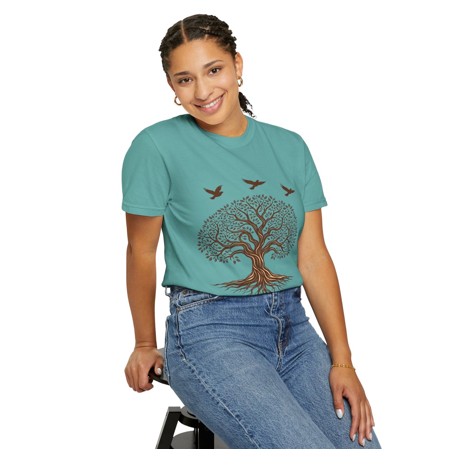 Tree of Life Shirt with Birds| Nature Graphic Tee| Boho Tree Tee | Garment Dyed T