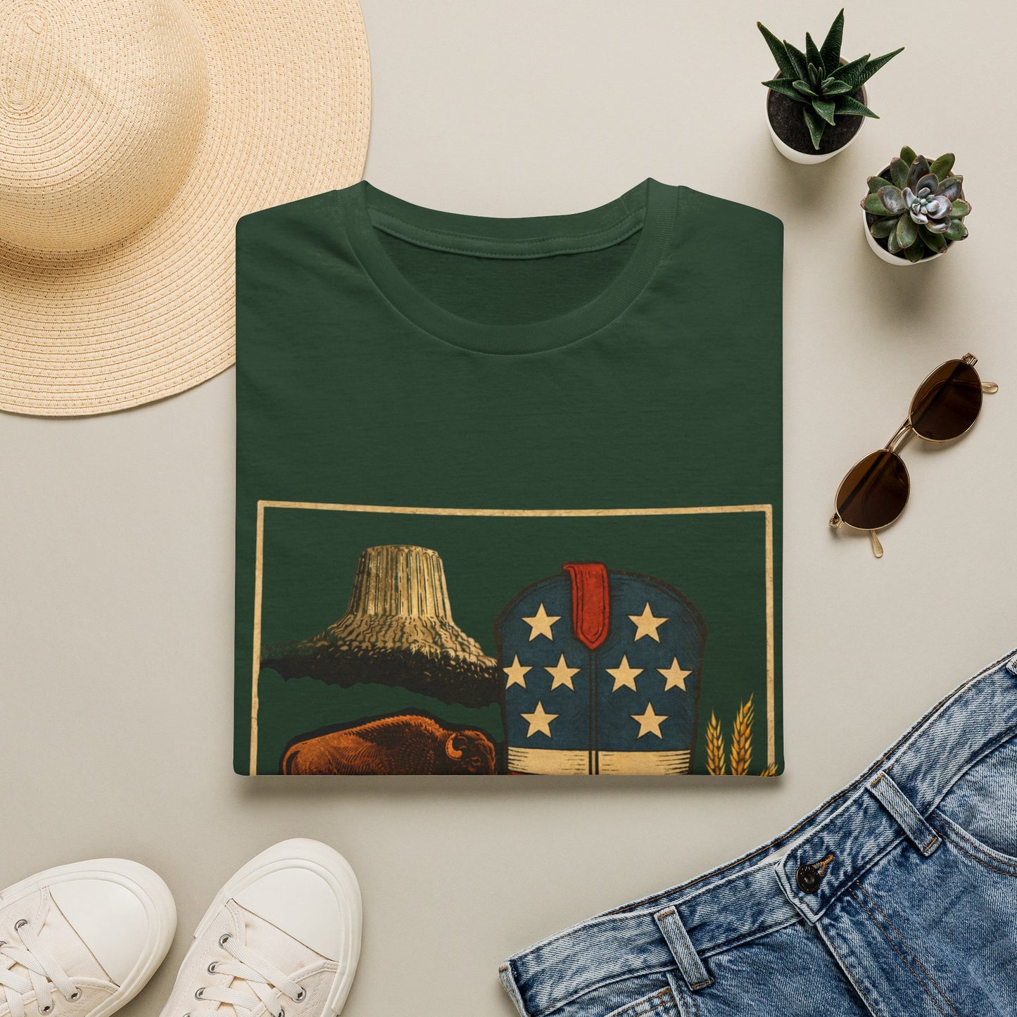 Wyoming Patriotic Cowboy Boot T-Shirt - Americana Western Graphic Tee