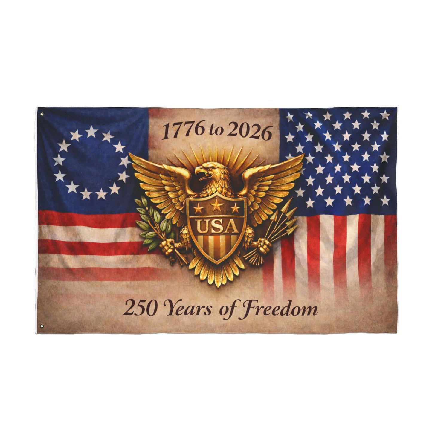 1776 to 2026 USA Eagle 250 Years of Freedom Double Sided Flag