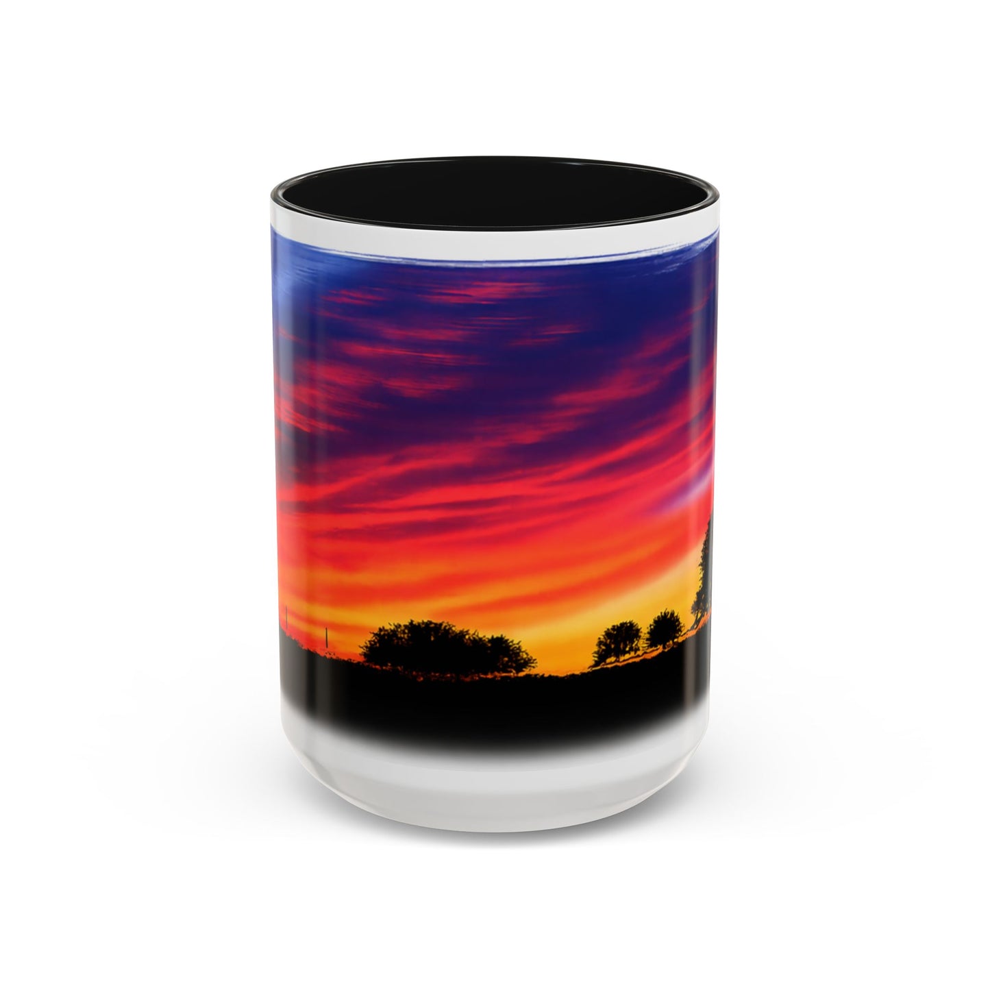 Desert Sunrise Silhouette Accent Mug — Colorful Sky Landscape Coffee Cup (11oz/15oz)