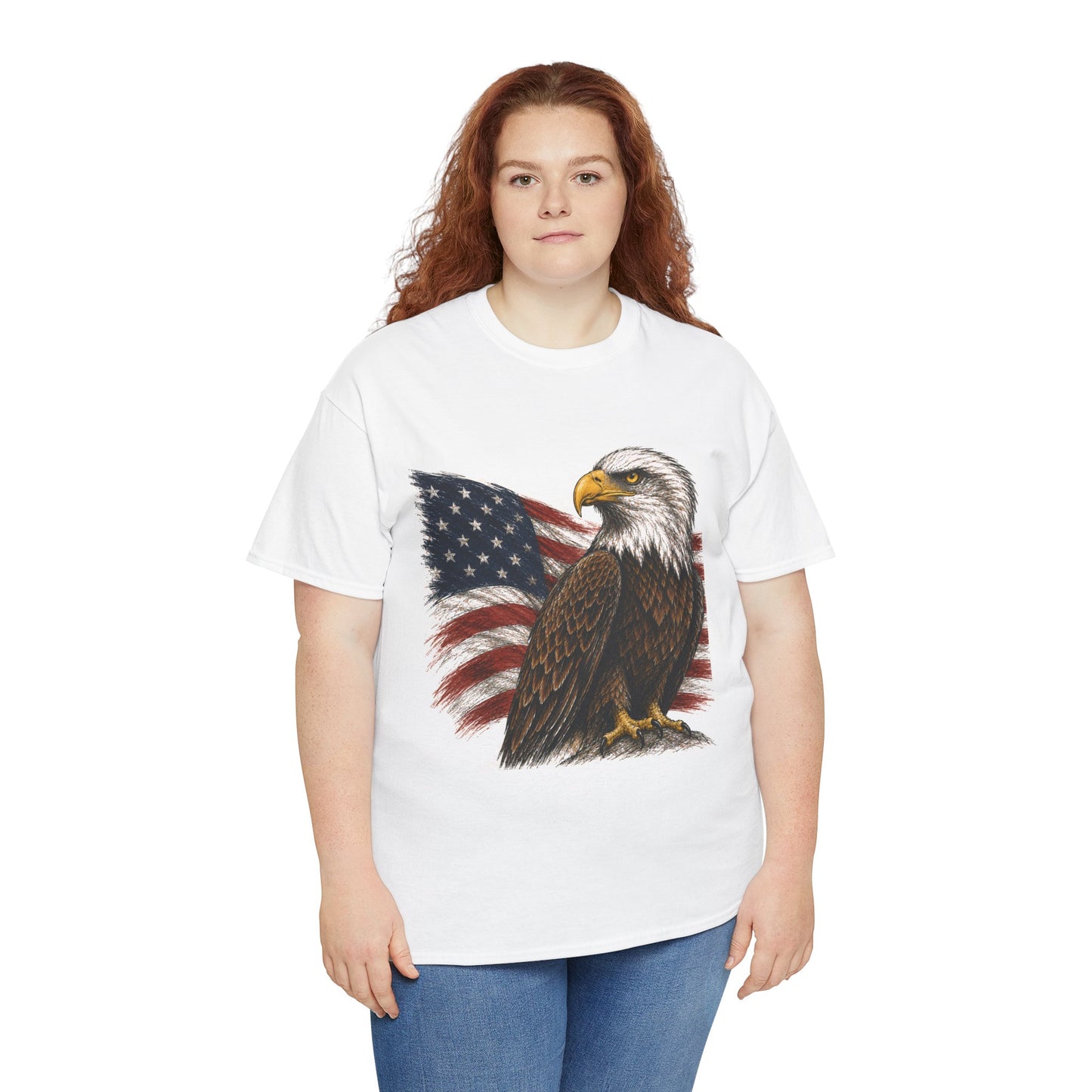 Eagle with American Flag T-Shirt — Patriotic Bald Eagle Tee for 4th of July