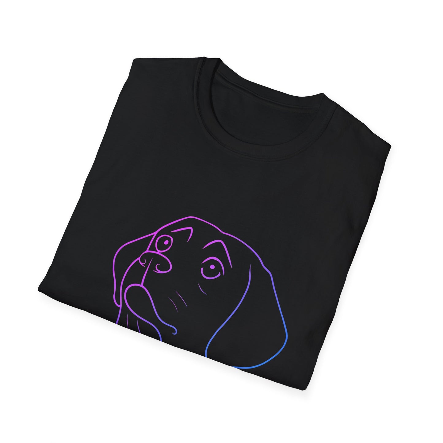 Neon Outline Loyal Dog T-Shirt | Minimal Line Art Pup Design