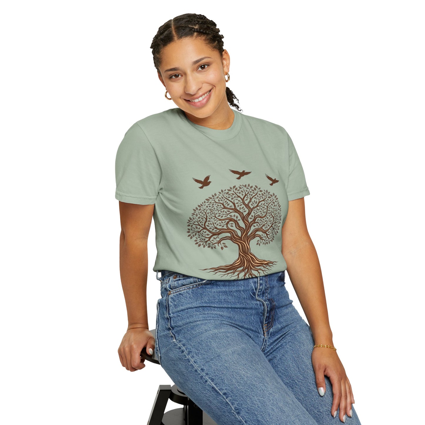 Tree of Life Shirt with Birds| Nature Graphic Tee| Boho Tree Tee | Garment Dyed T