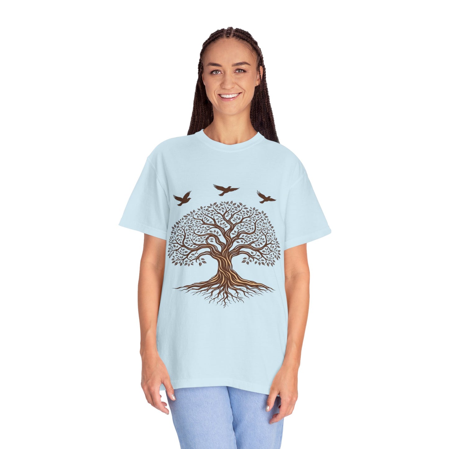 Tree of Life Shirt with Birds| Nature Graphic Tee| Boho Tree Tee | Garment Dyed T