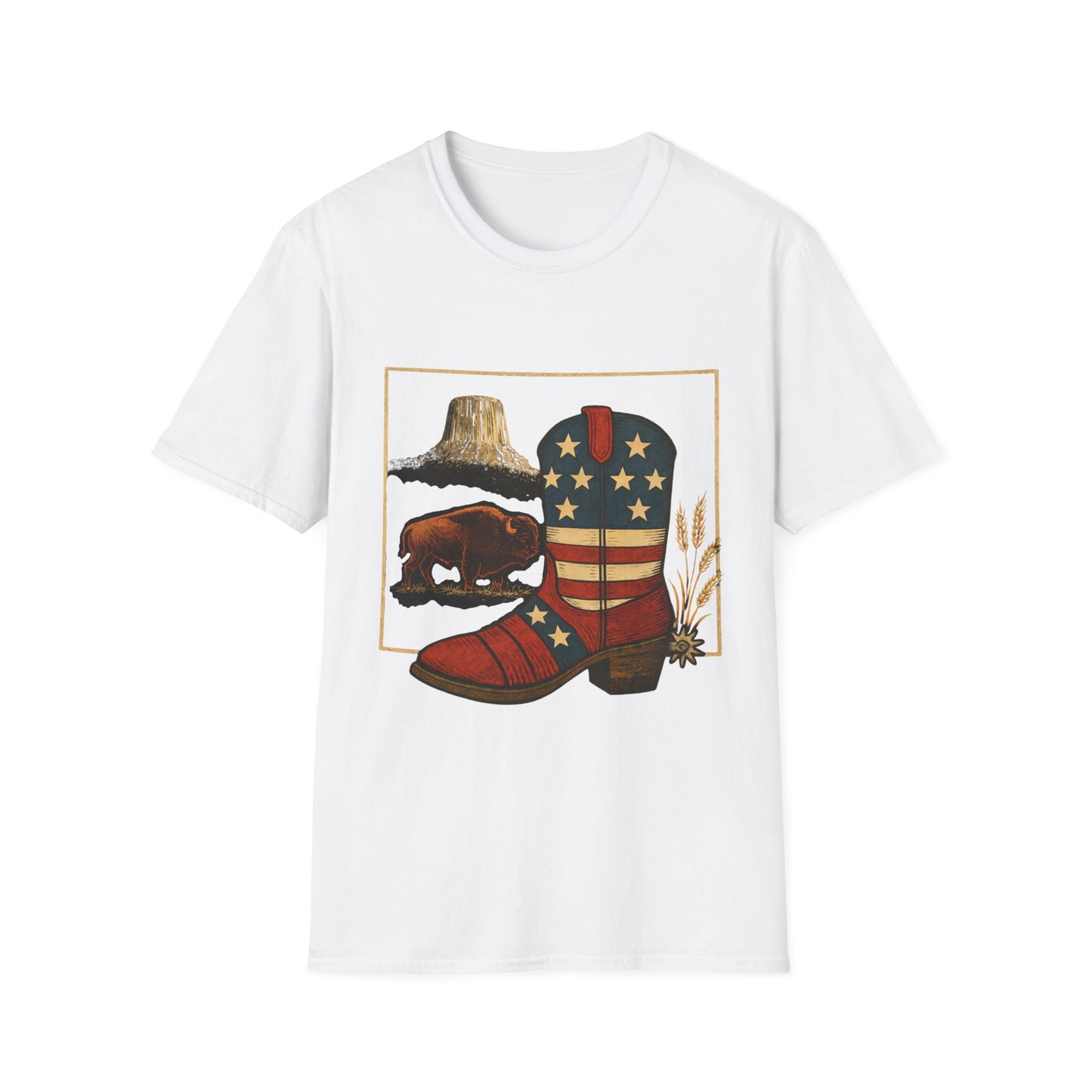 Wyoming Patriotic Cowboy Boot T-Shirt - Americana Western Graphic Tee