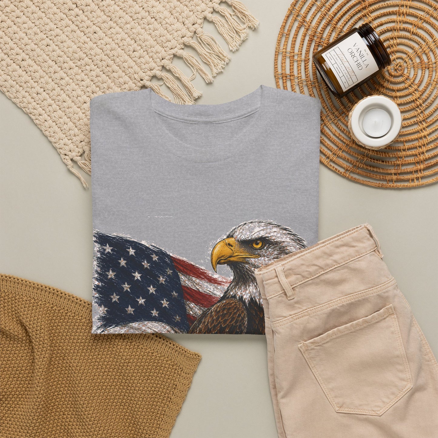 Eagle with American Flag T-Shirt — Patriotic Bald Eagle Tee for 4th of July