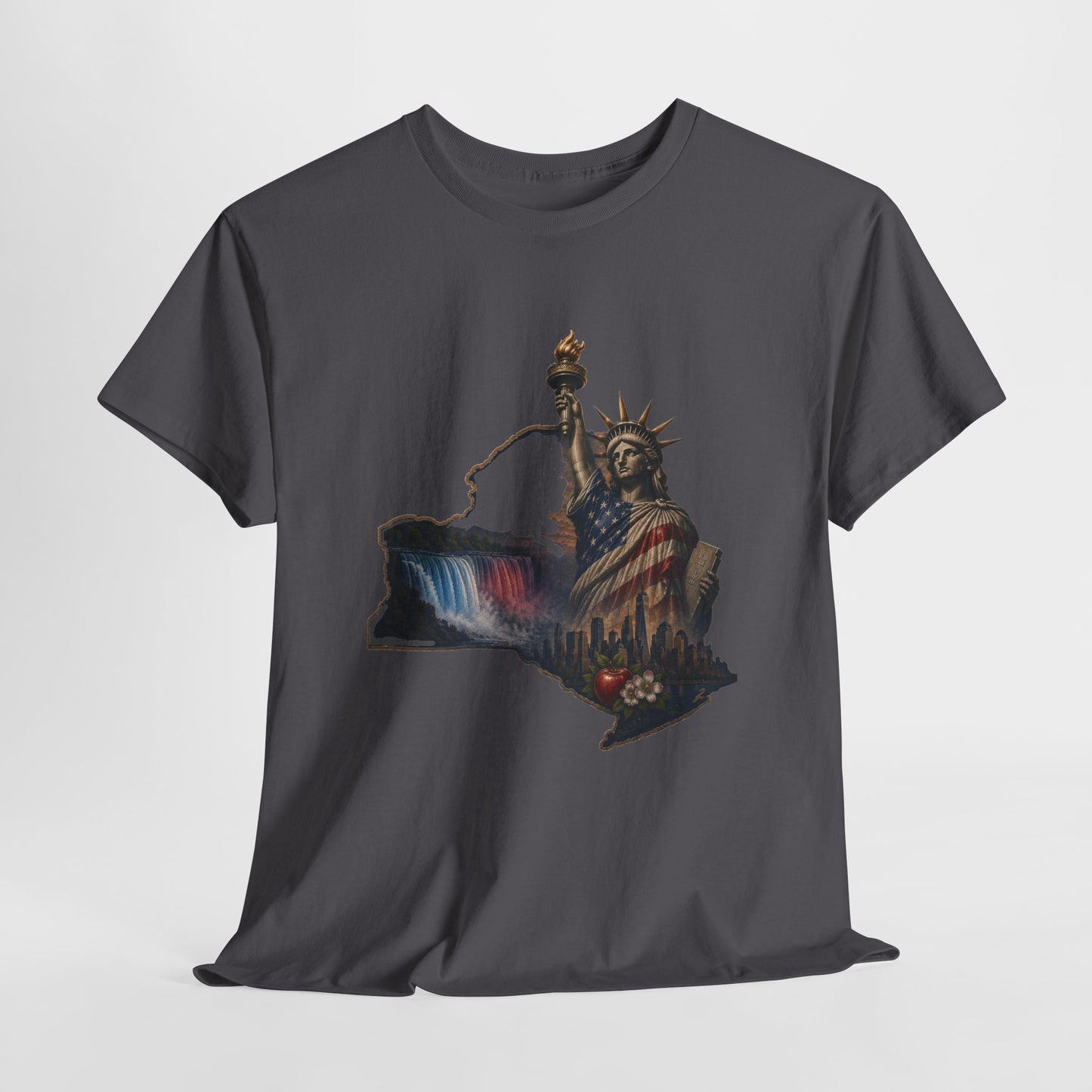 Statue of Liberty New York State Outline T-Shirt — Patriotic NY Tee
